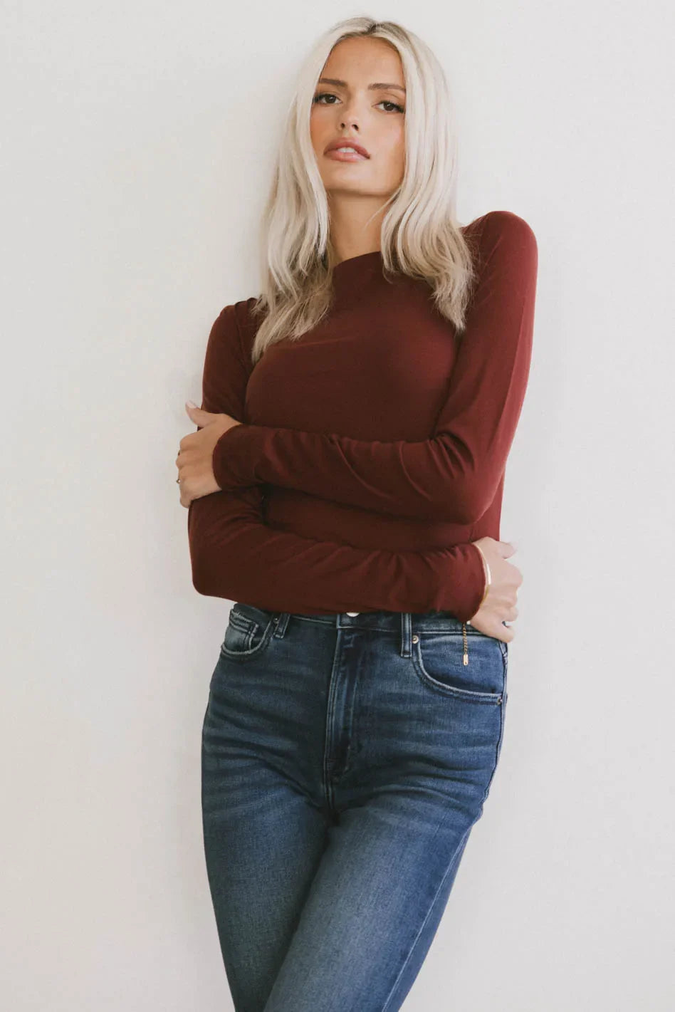 Bianca Ruched Top in Burgundy