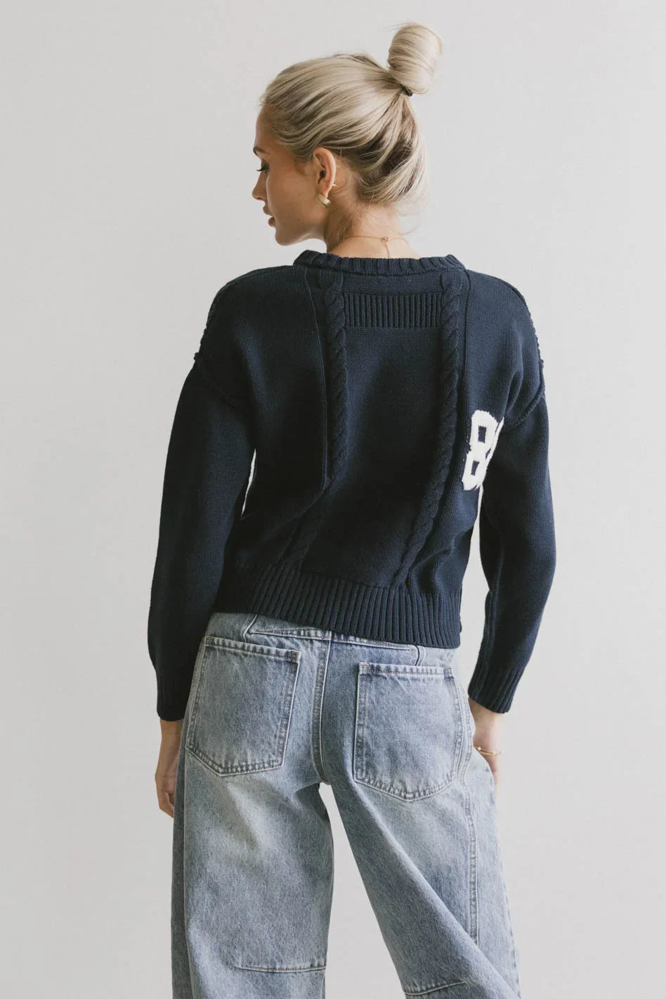 Jersey Cable Knit Sweater