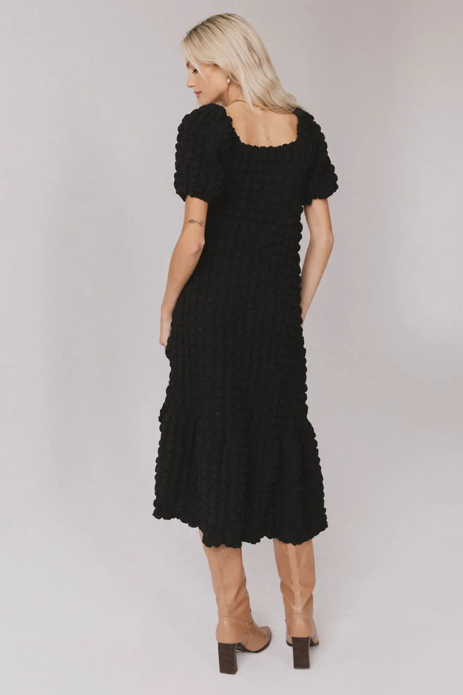 Miley Bubble Texture Dress in Black