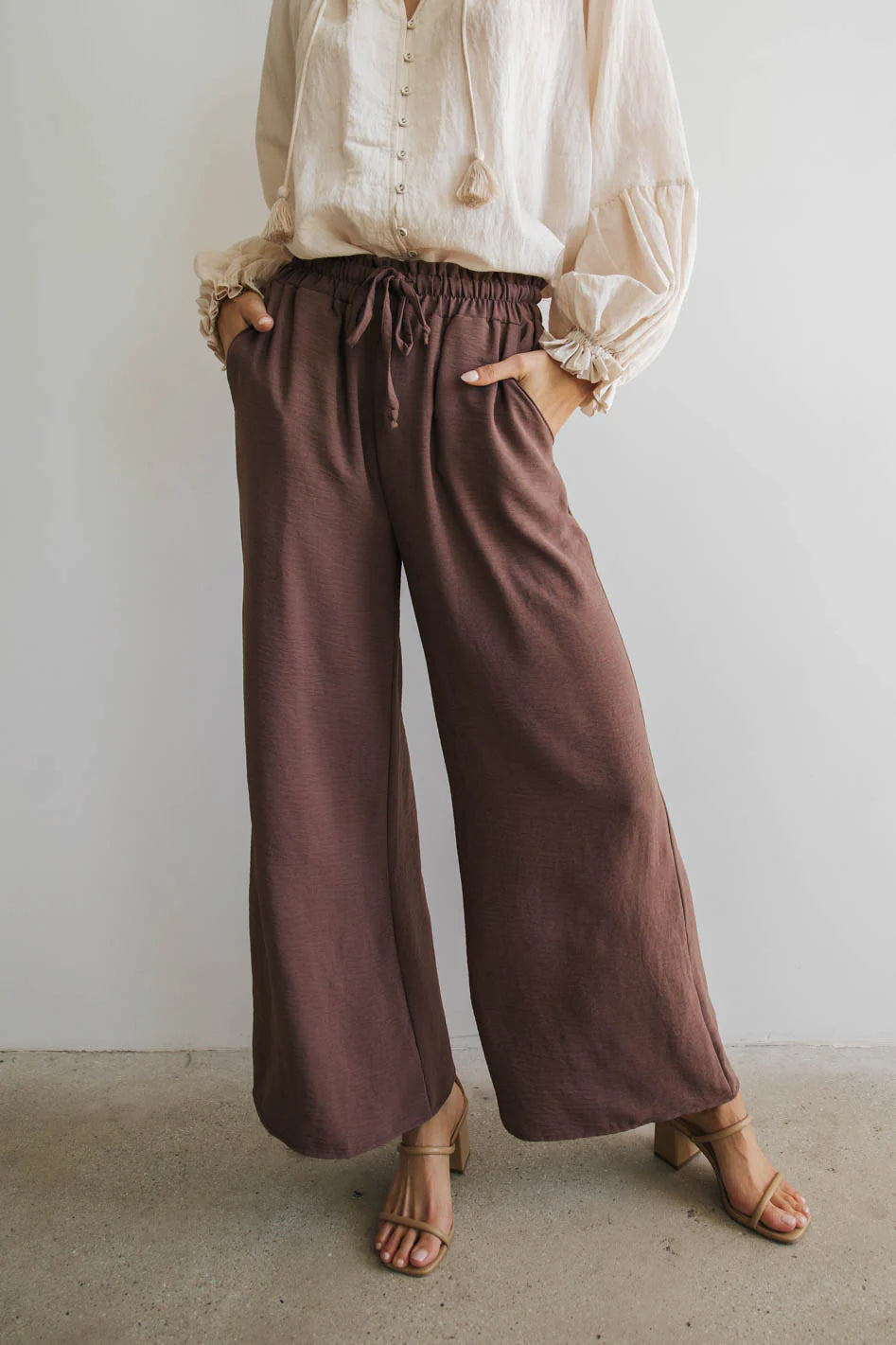 Mina Wide Leg Pants in Mocha - FINAL SALE