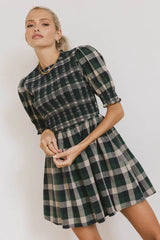 Emmett Plaid Smocked Mini Dress