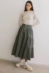 Luna Tiered Maxi Skirt in Sage - FINAL SALE