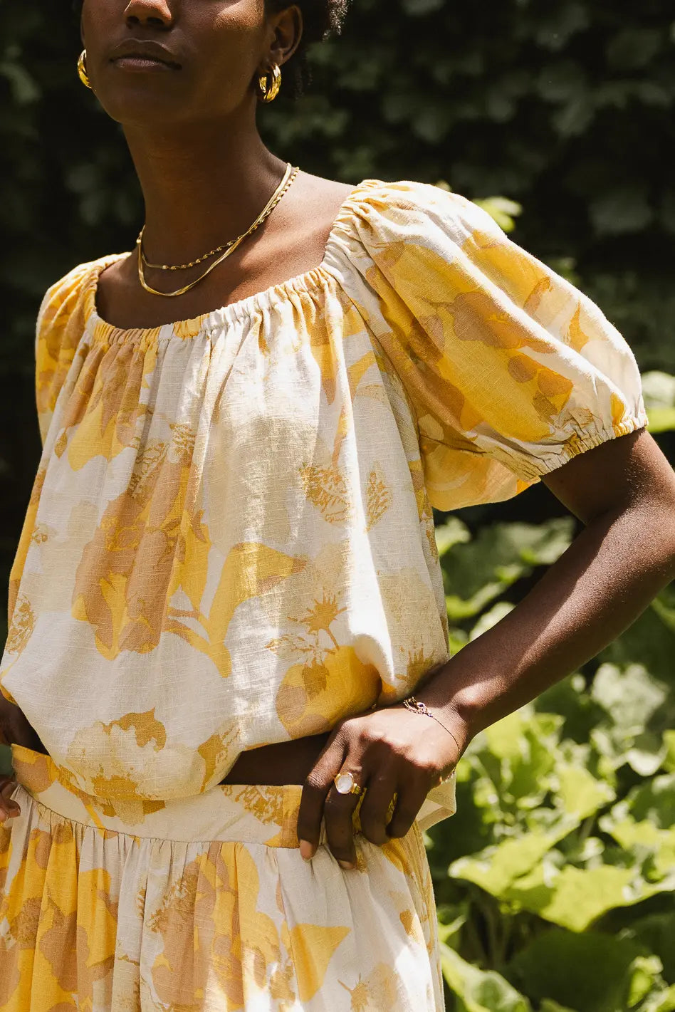 Saffron Floral Crop Top