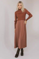 Zeda Midi Dress in Rust