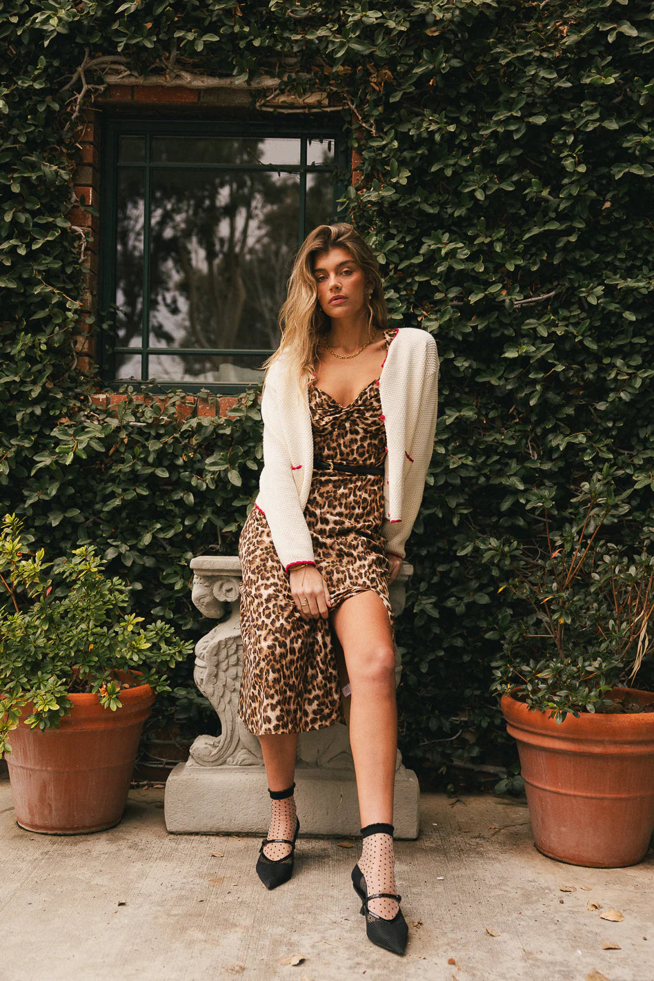 Meradith Leopard Print Midi Dress