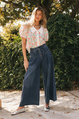 Melanie Wide Leg Pants in Dark Wash