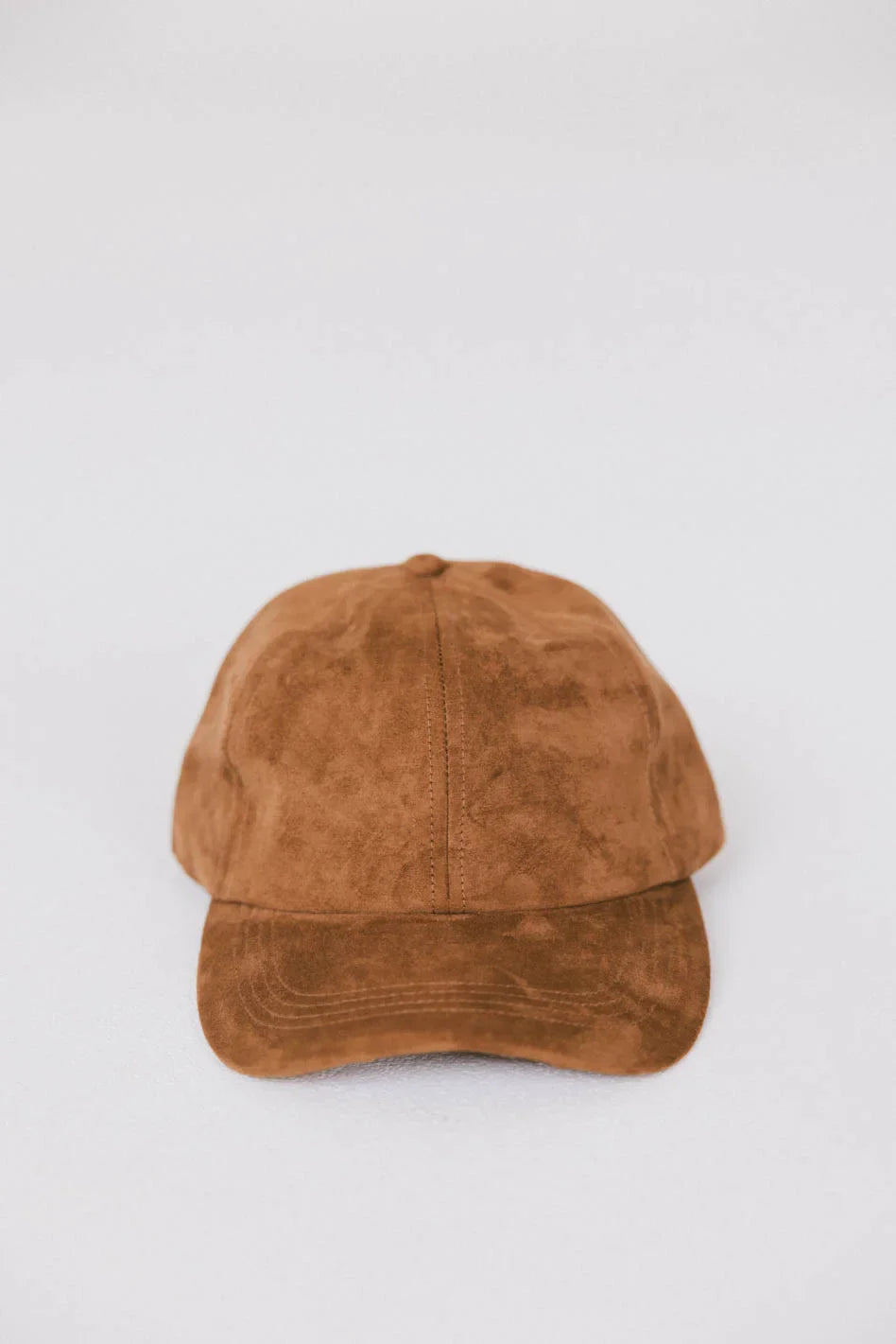 Suede Baseball Cap in Cognac