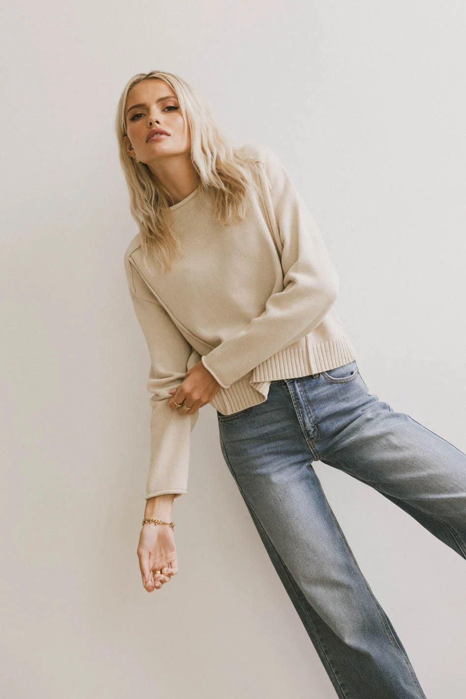 Leander Knit Sweater in Oatmeal