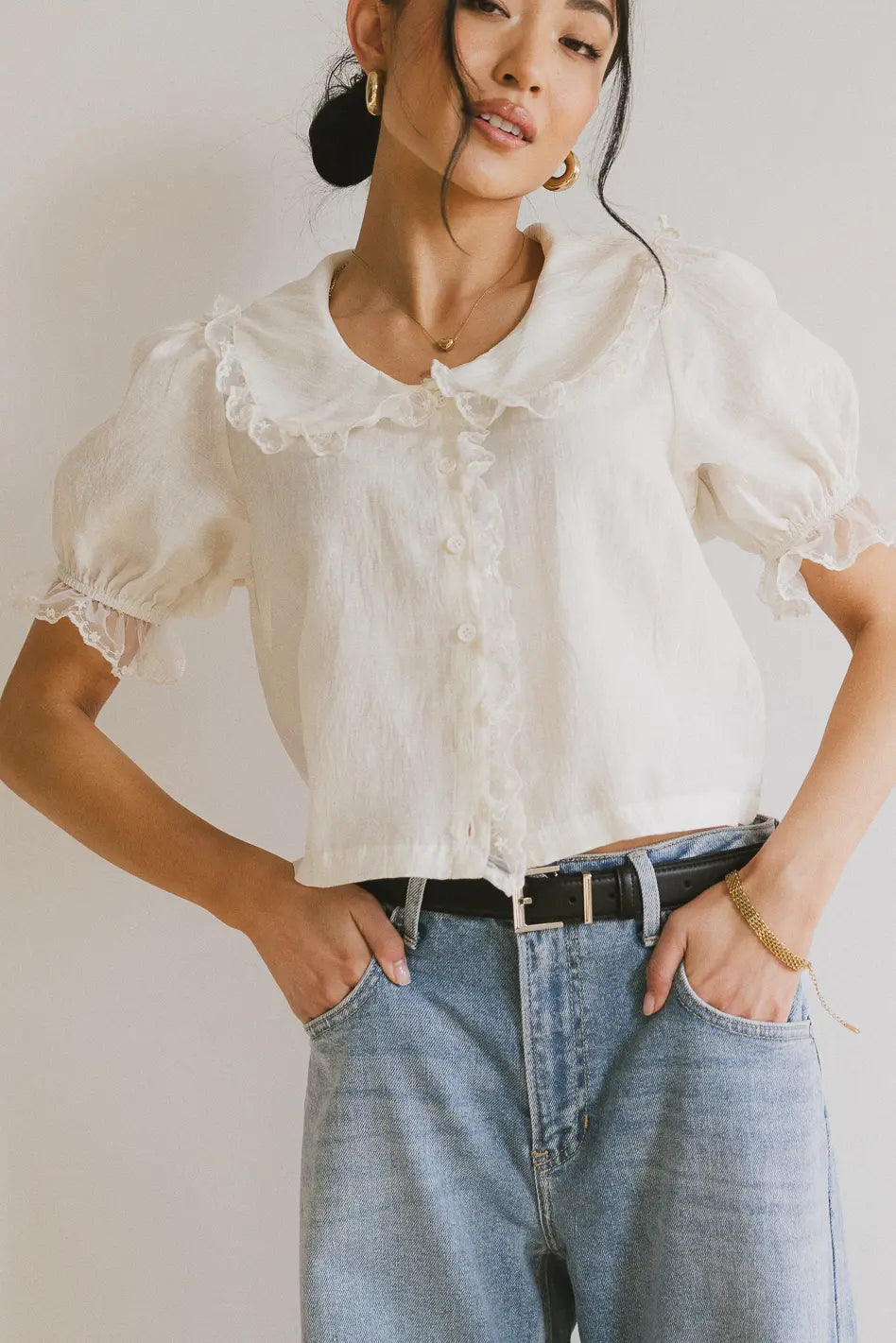 Sophia Lace Trim Blouse