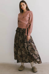 Heather Floral Maxi Skirt in Black