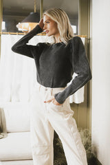 Kelcey Waffle Knit Top in Black