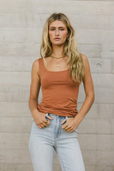 Scoop Neck Tank in Rust - FINAL SALE