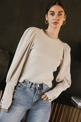 Lettie Waffle Knit Top in Cream