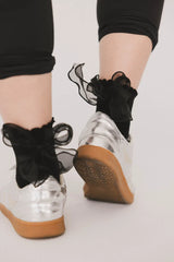 Ruffle Bow Socks in Black