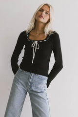 Swenn Ribbed Top in Black