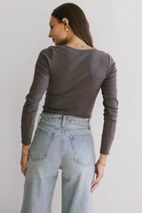 Tylar Scoop Neck Top in Charcoal - FINAL SALE