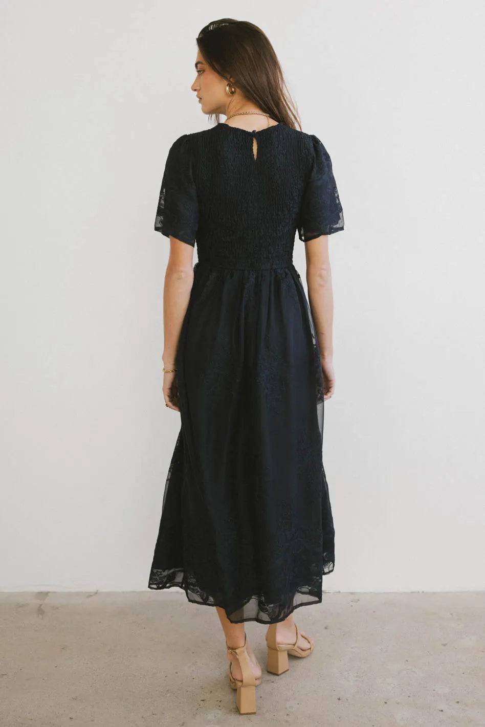 Alora Embroidered Dress in Navy