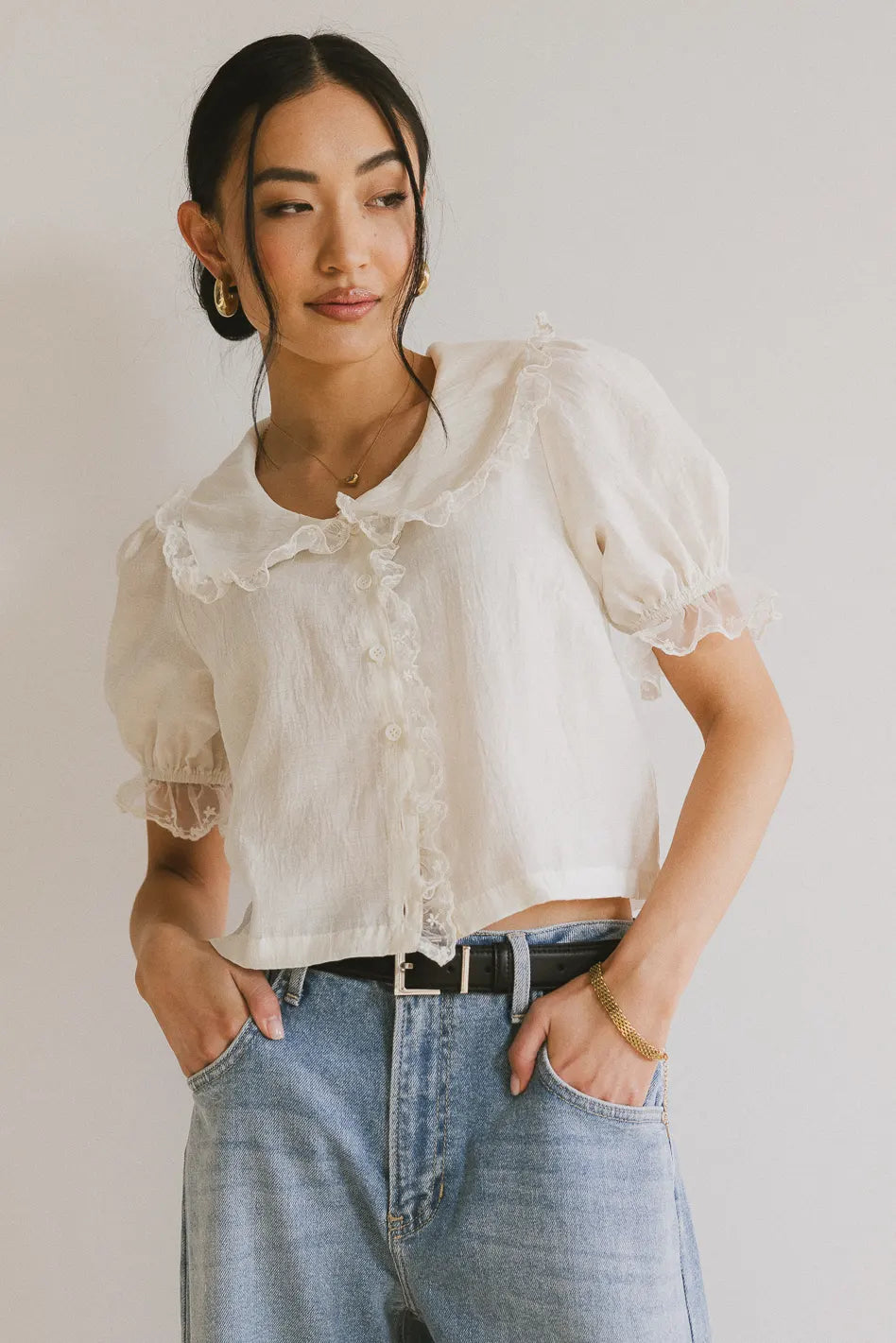 Sophia Lace Trim Blouse