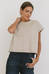 Rowena Boxy Top in Stone