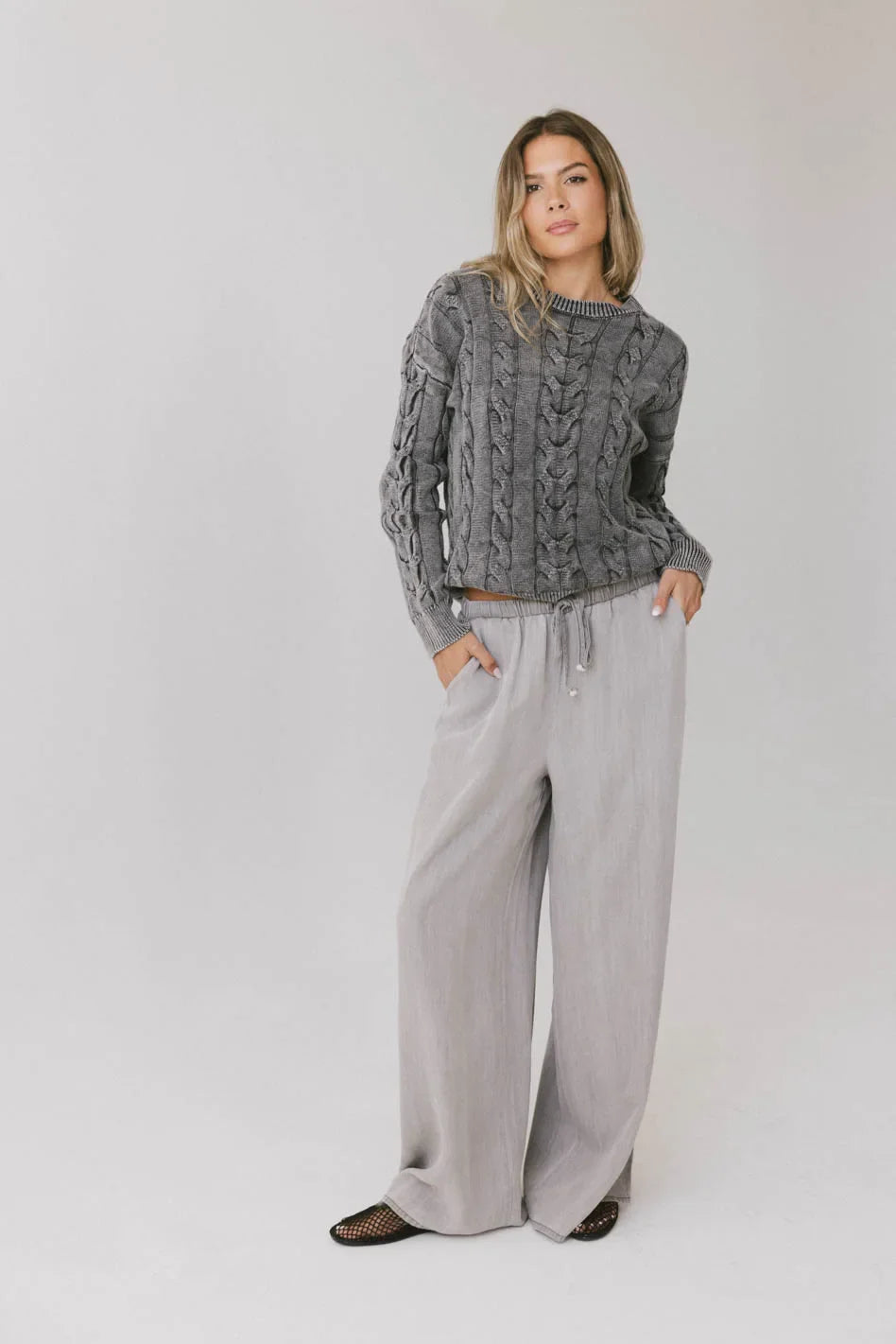 Luisa Wide Leg Pants in Grey - FINAL SALE