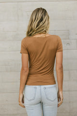 Scoop Neck Tee in Camel - FINAL SALE