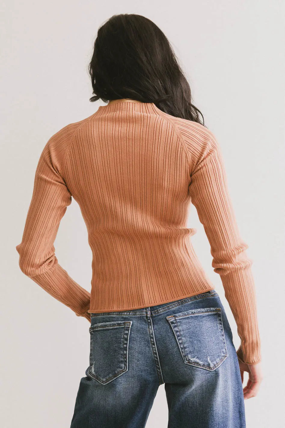 Azizi Ribbed Top in Clay