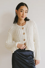 Janelle Knit Cardigan in Cream