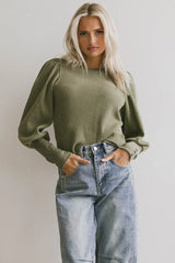 Lettie Waffle Knit Top in Olive