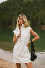 Emory Quarter Zip Dress in Ivory