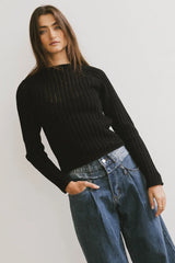 Ruby Striped Sheer Sweater in Black