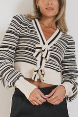 Kiara Striped Cardigan in Oatmeal