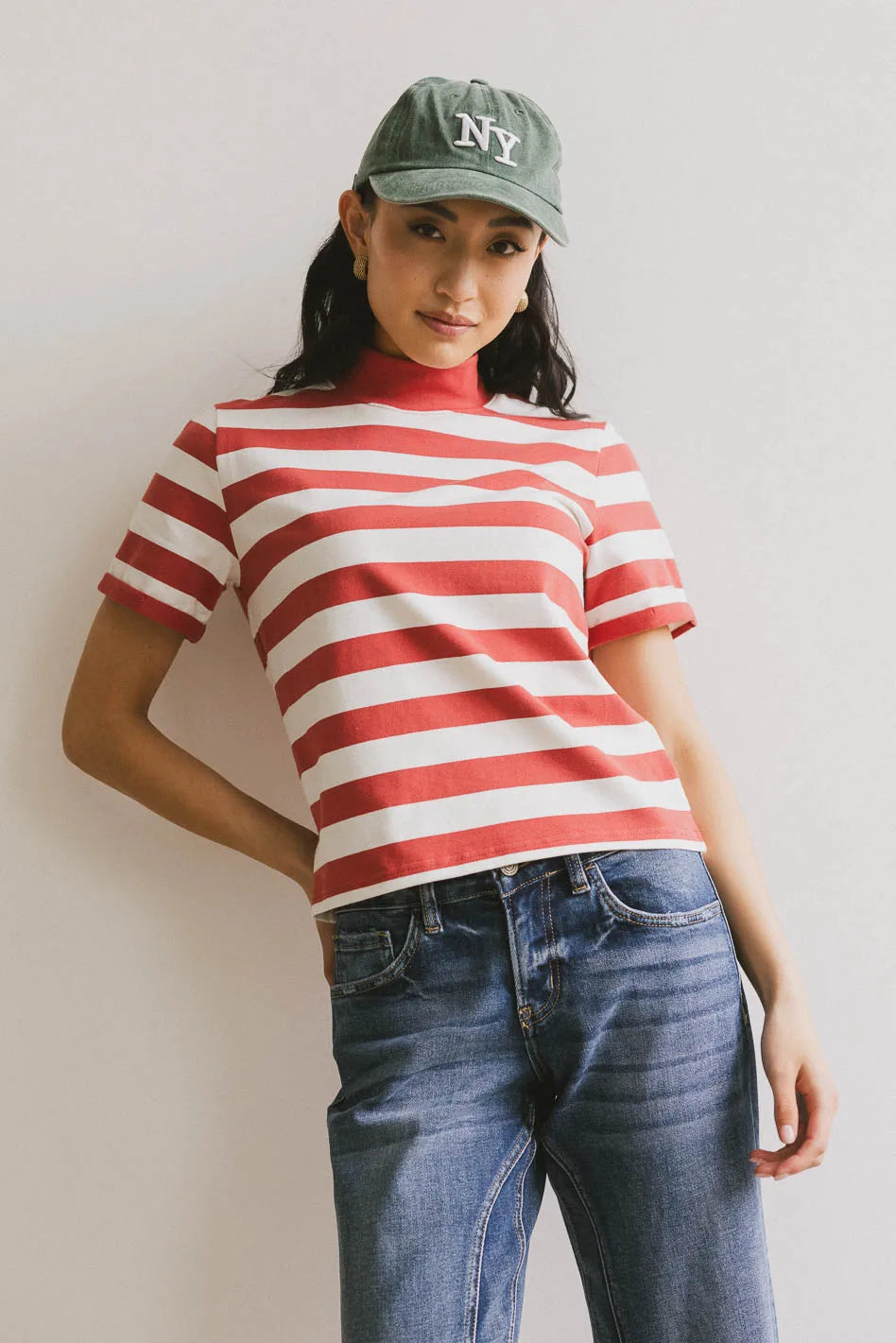 Grenna Striped Top in Red