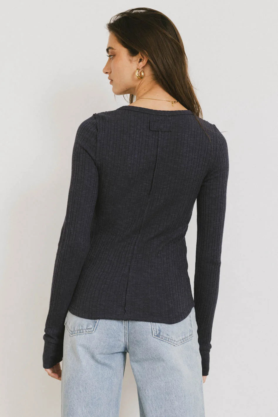 Emmilianne Ribbed Top in Navy