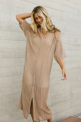 Venetia Sheer Midi Dress in Nude - FINAL SALE