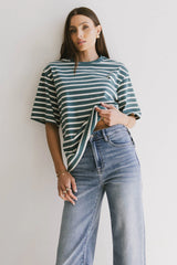 Freddie Striped Tee in Teal