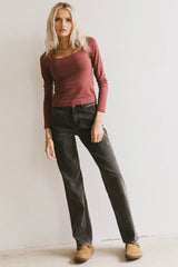 Polly Scoop Neck Top in Berry