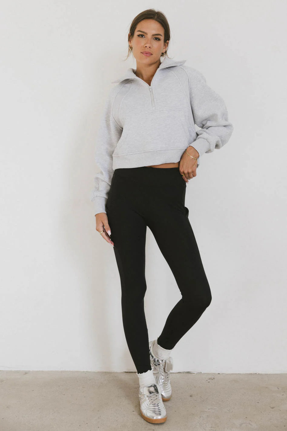 Alyssa Half Zip in Heather Grey