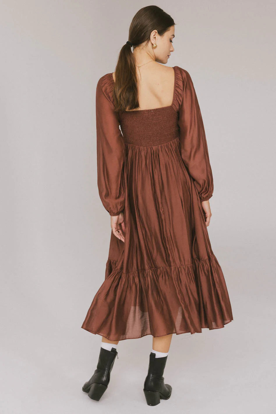 Rael Midi Dress in Brown