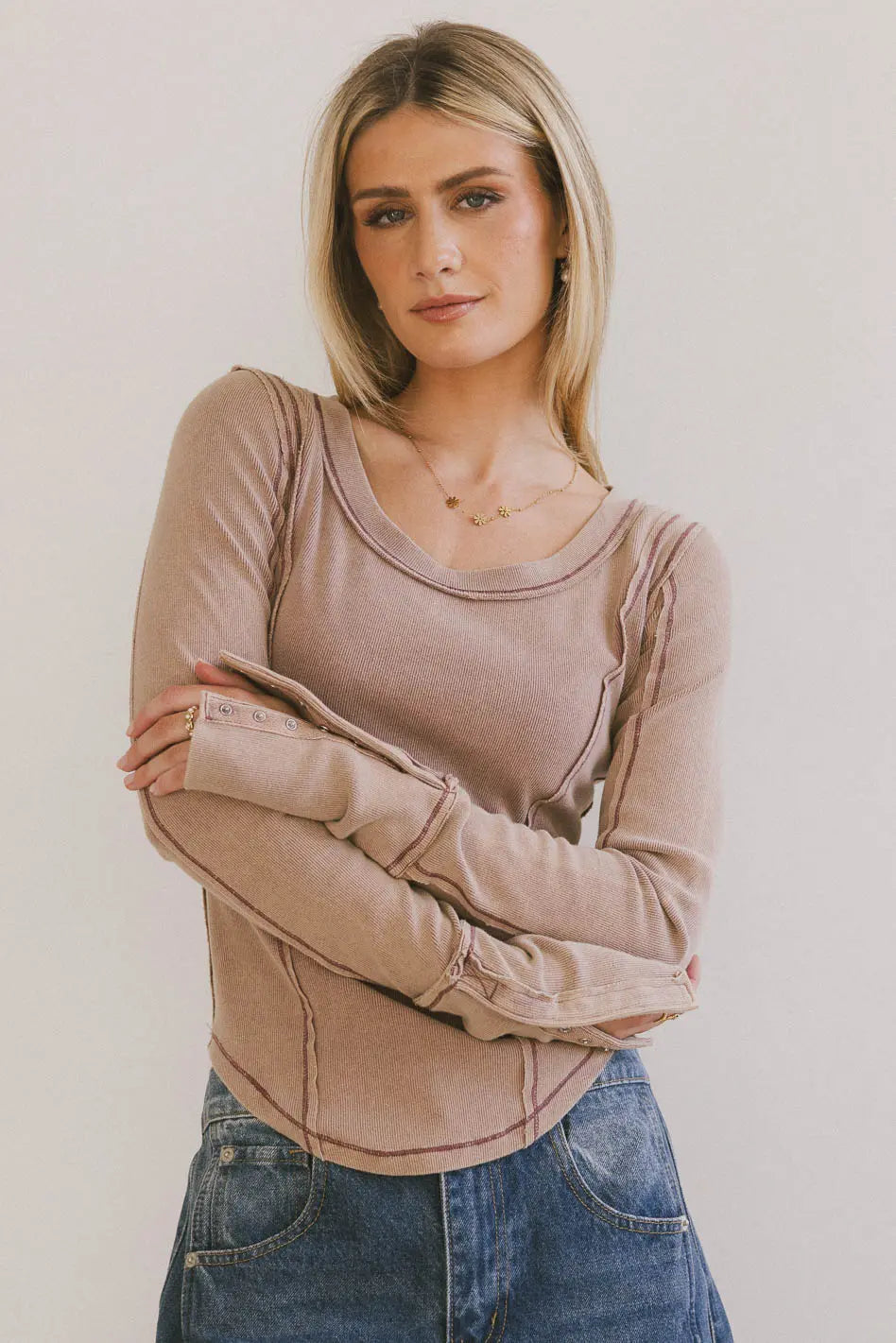 Astrid Ribbed Top in Mauve