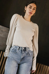 Lettie Waffle Knit Top in Cream