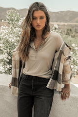 Ivanna Henley Top in Taupe