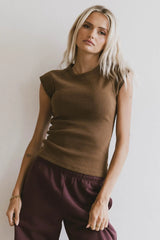 Huxley Cap Sleeve Top in Brown