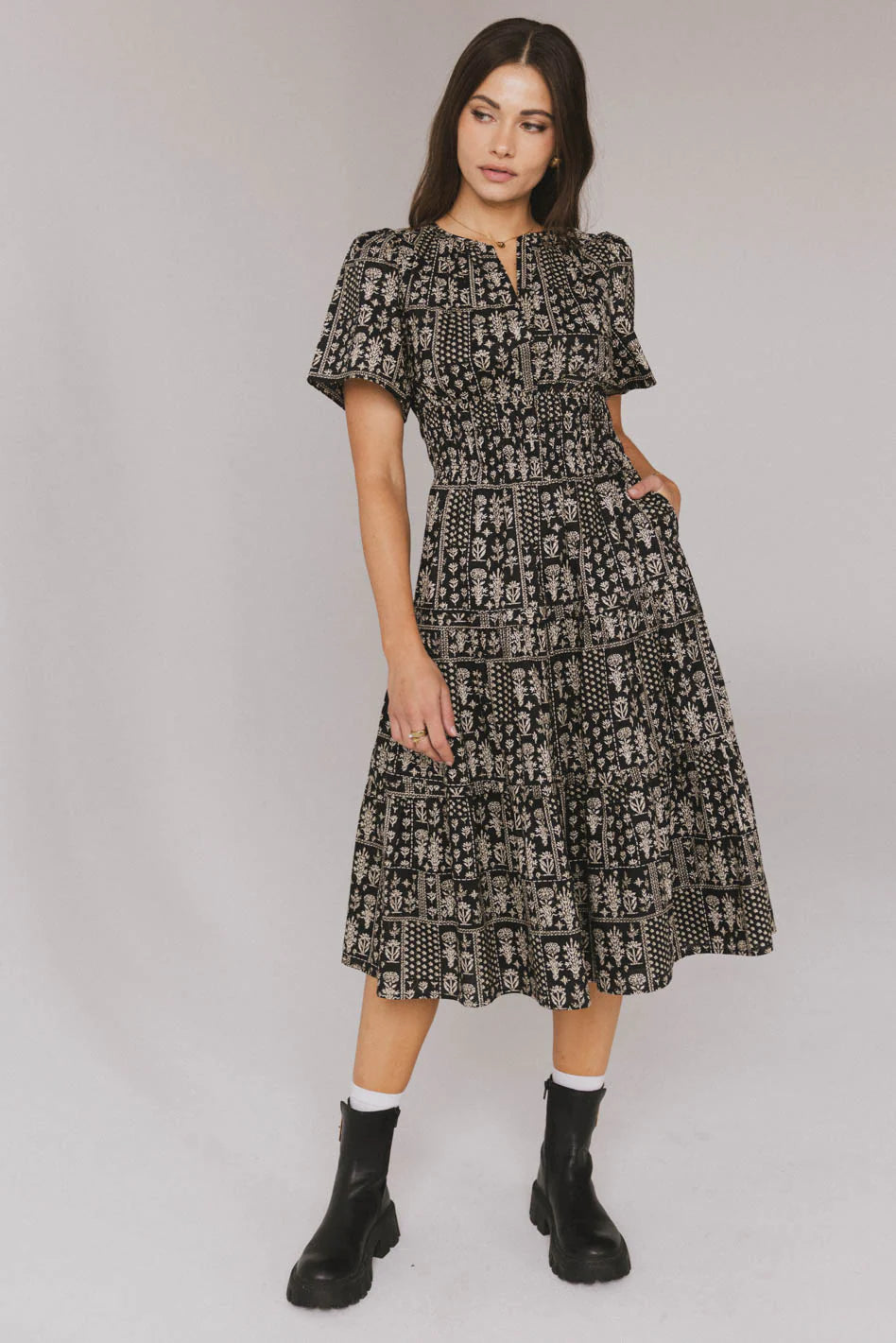 Sandra Smocked Waist Midi Dress