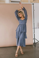 Manning Shimmery Midi Dress in Slate