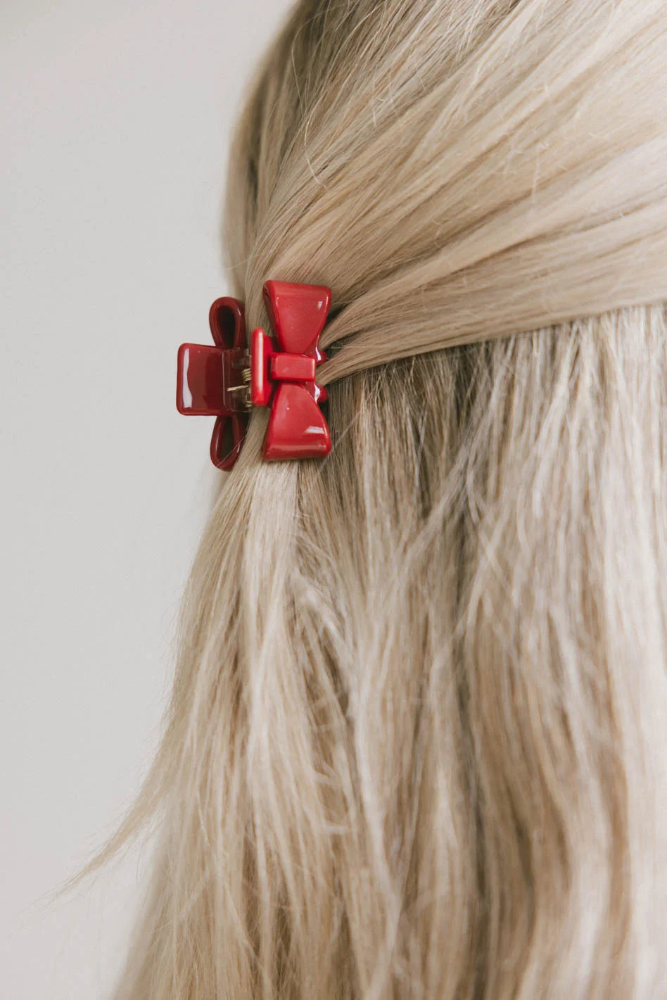 Mini Bow Claw Clip in Red