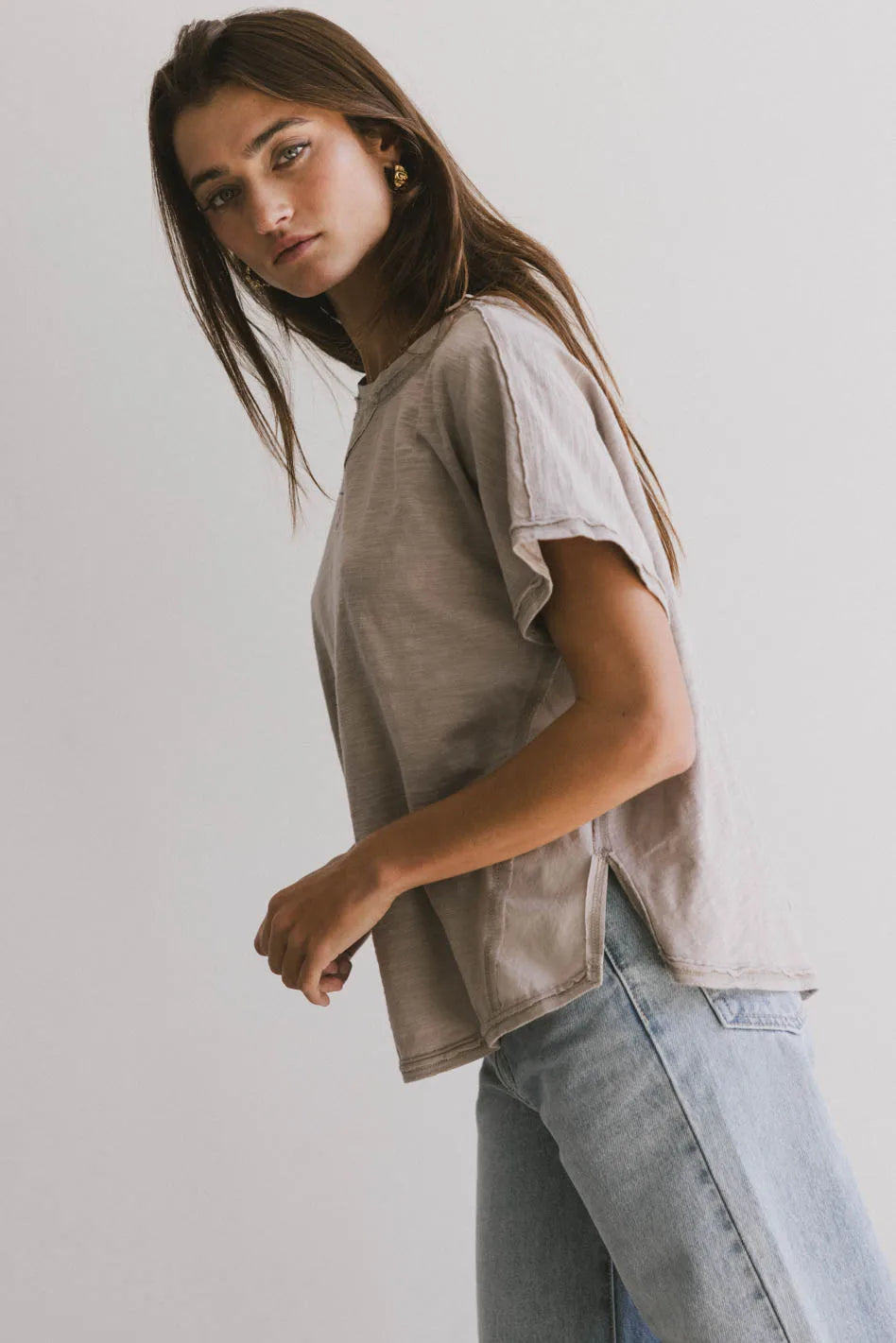 Indy Contrast Top in Taupe