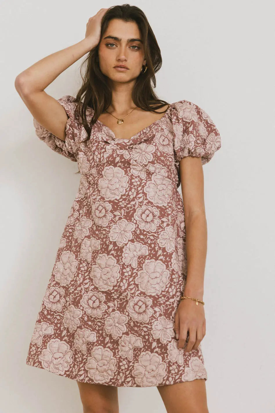 Darcella Floral Mini Dress in Mauve