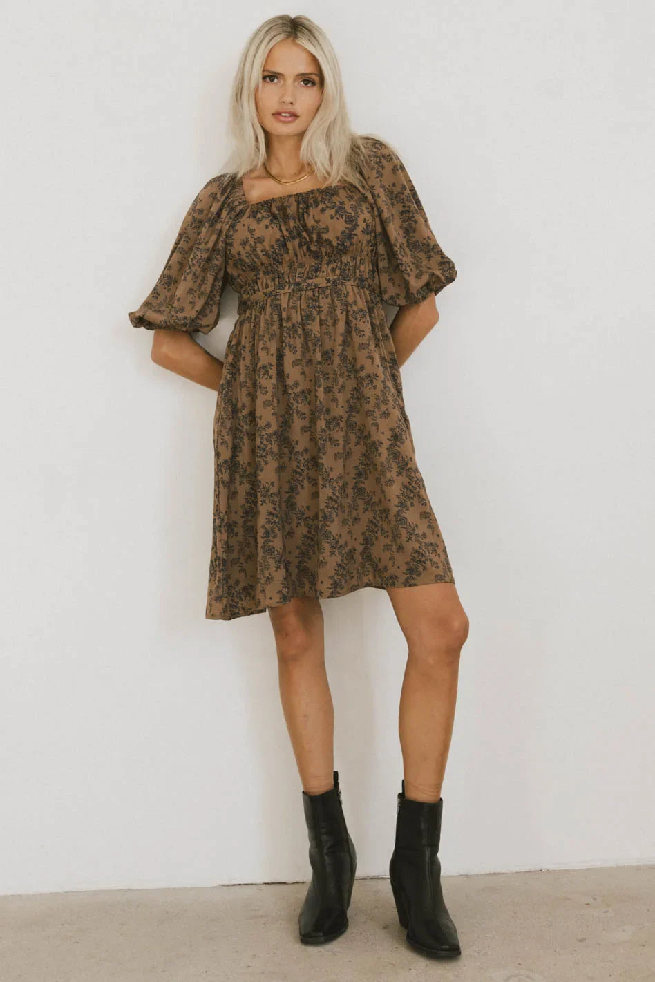 Bellamy Mini Dress in Brown