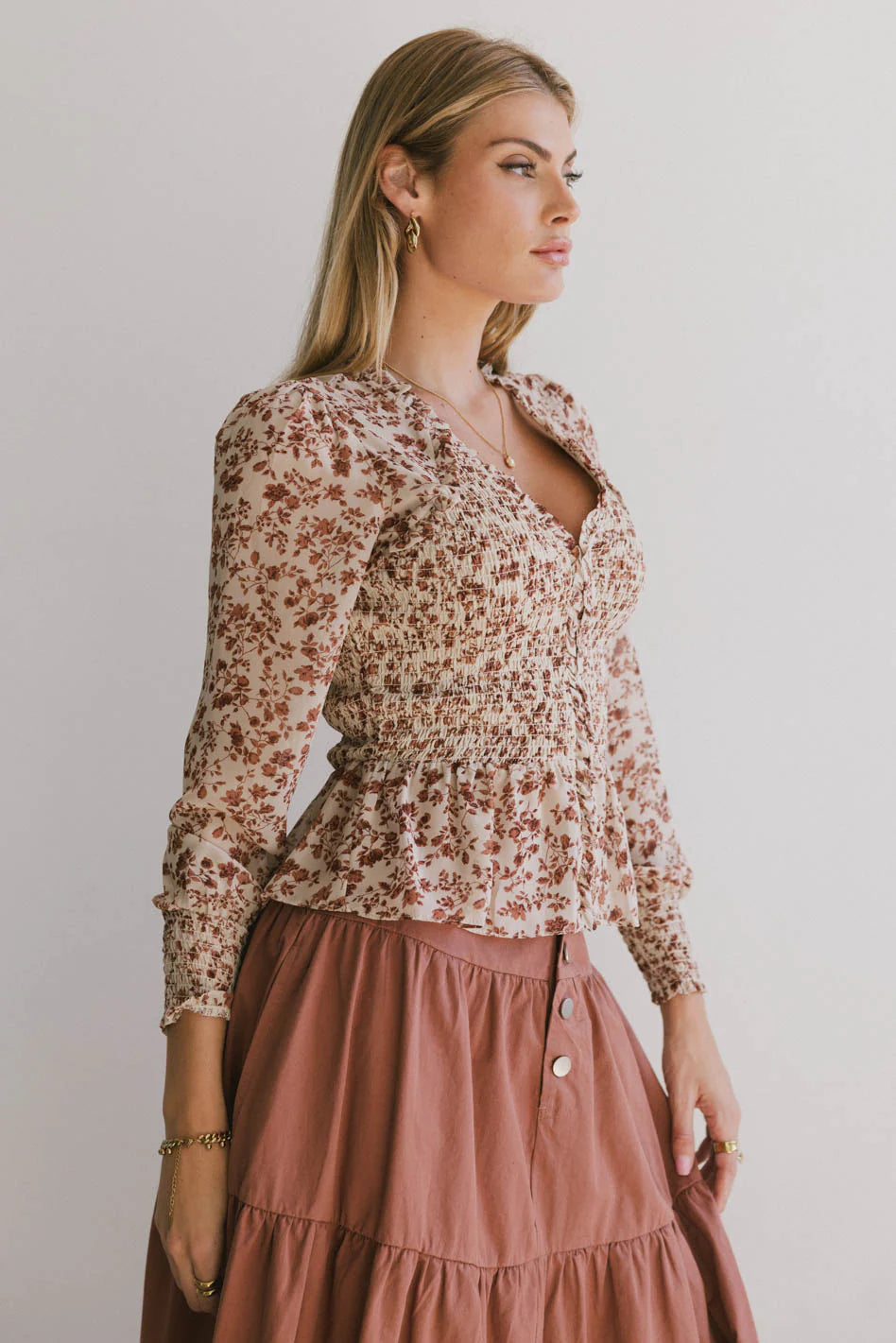 Vera Smocked Floral Blouse - FINAL SALE