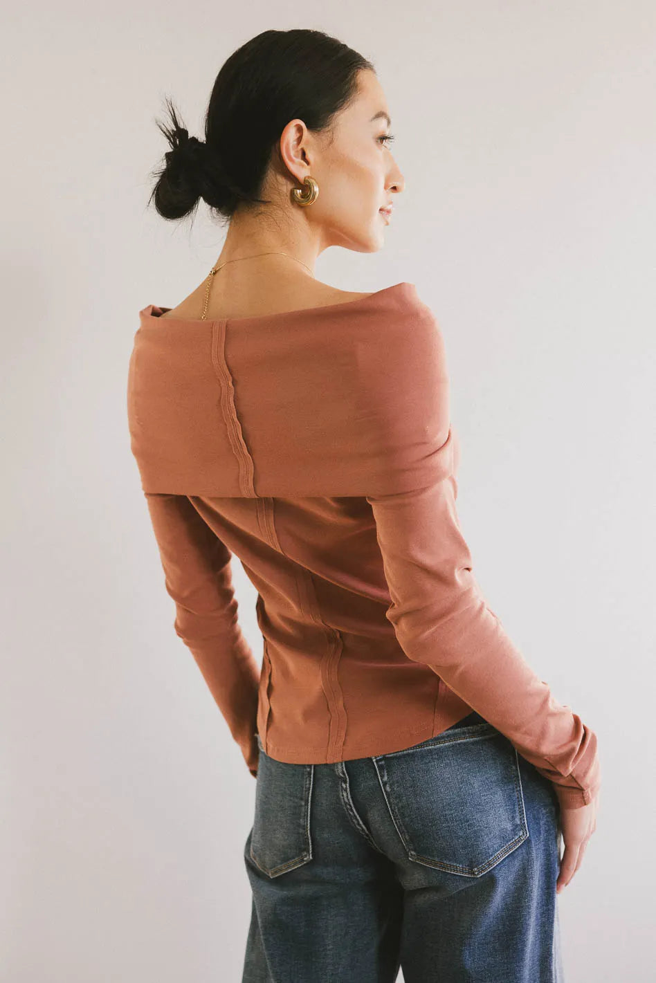 Jessica Bardot Top in Terracotta